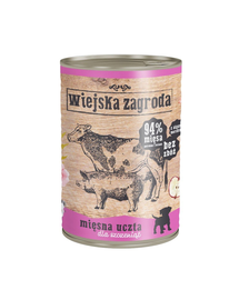 WIEJSKA ZAGRODA Junior hrană umedă fără cereale, mix carne 400 gr