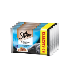 SHEBA Selection in Sauce Hrana umeda cu mix de peste pentru pisici adulte 52 x 85 g