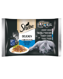 SHEBA Delicacy in Jelly Plicuri hrana umeda pisici, cu sortiment de peste in aspic 13x(4x85g)