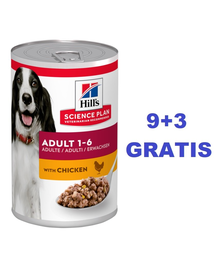 HILL'S Science Plan Canine Adult Chicken 370 g pentru caini adulti, cu pui 9+3 GRATIS