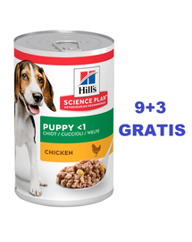 HILL'S Science Plan Canine Puppy Chicken 370 g pentru caini juniori 9+3 GRATIS