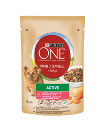 PURINA ONE Mini Active hrana caini activi de rase mici 100 g carne de vita, cartofi in sos