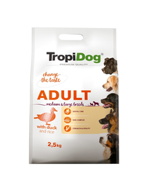 TROPIDOG Premium Adult M&L rata si orez 2,5 kg hrana uscata pentru caini de rasa medie si mare
