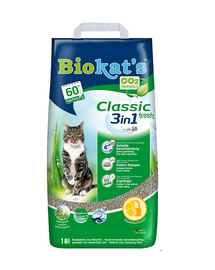 BIOKAT'S Classic 3in1 Fresh 18 L nisip pentru litiera, din bentonita cu miros de iarba