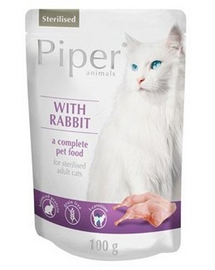 DOLINA NOTECI PIPER Hrană umedă pentru pisici sterilizate - cu iepure 100 g