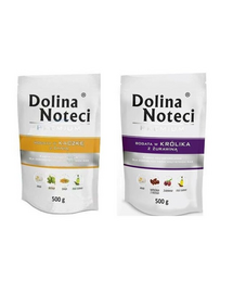 DOLINA NOTECI Premium hrana umeda caini adulti SET rata cu dovleac si iepure cu afine 500 g x 10 buc.