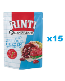 RINTI Kennerfleisch Poultry hearts plic hrana caini 15 x 400 g, cu inimi de pasare