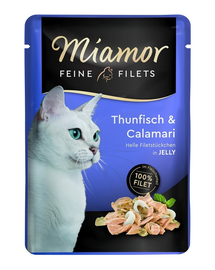 MIAMOR Feine Filets plic hrana umeda pisici, ton si calamar in jeleu 100 g