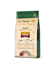 FITMIN Dog Nutritional Programme Medium Maxi Puppy Lamb&Beef 12 kg Sac hrana catei talie medie si mare, cu miel si vita