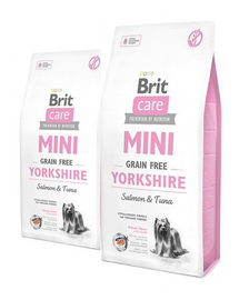 BRIT Care Grain Free Mini Yorkshire hrana uscata caini adulti talie mica, somon si ton 14 kg (2 x 7 kg)