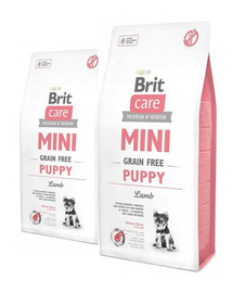 BRIT Care Mini Grain Free Mini Puppy Lamb hrana uscata caini juniori talie mica, cu miel 14 kg (2 x 7 kg)