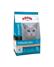 ARION Original Sterilized Salmon 33/12 7,5 kg hrana pisici sterilizate, fara gluten, cu somon