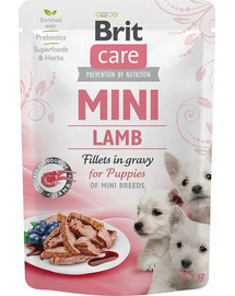 BRIT CARE Mini Puppy Pouch Lamb 24x85g Plicuri hrana catei talie mica, cu miel