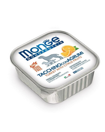 MONGE Fruit Dog Monoprotein hrană umedă pentru câini, curcan și portocale 150 g
