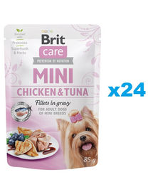 BRIT Care Mini Pouch plic hrana umeda 24 x 85g pentru caini de rase mici, cu pui si ton