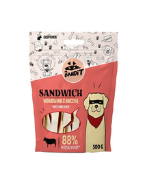 MR. BANDIT Sandwich recompensa cu vita si rata pentru caini 500 g