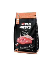 PAN MIĘSKO Hrana uscata caini talie medie, cu vitel si curcan 3kg