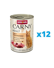 ANIMONDA Carny Adult Hrana umeda set curcan si ficat de pui pentru pisici adulte 12 x 400 g