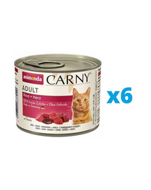 ANIMONDA Carny Conserve pentru pisica, cu carne de vita si inimi 6 x 200 g