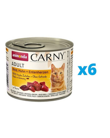 ANIMONDA Carny Adult Hrana umeda pentru pisica, cu inima de vita, pui si rata 6 x 200 g