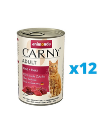 ANIMONDA Carny Adult Hrana umeda set carne de vita si inimi pentru pisici adulte 12 x 400 g