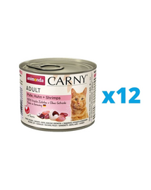ANIMONDA Karma Carny Adult Conserve hrana pisici, cu curcan, pui si creveti 12 x 200 g