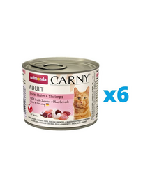 ANIMONDA Karma Carny Adult Hrana pisici, cu curcan, pui si creveti 6 x 200 g