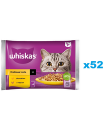 WHISKAS Adult pui si curcan in sos 52x85 g hrana pisici adulte
