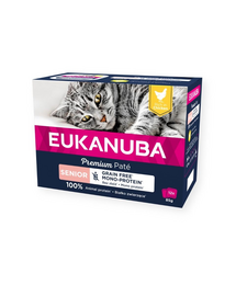 EUKANUBA Grain Free Senior Pateu monoproteic pentru pisici senior Pui 12 x 85 g
