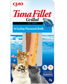 INABA Tuna fillet in scallop broth 15g Hrana pisici, file de ton in sos cu scoici
