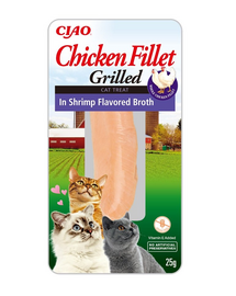 INABA CIAO Chicken fillet grilled Recompensa pentru pisici, file creveti 25 g