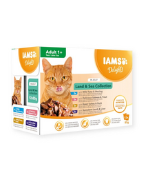 IAMS Cat Delights Adult All Breeds Land&Sea In Jelly mix arome in jeleu, hrana pisici 12 x 85 g