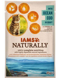 IAMS Naturally Adult Cat with Ocean Cod in Gravy hrana umeda pisici adulte, cu peste 85 g