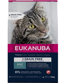 EUKANUBA Grain Free Adult Somon10 kg Sac hrana pisici adulte, cu somon