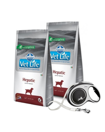 FARMINA Vet Life Dog Hepatic 2x12 kg hrana caini cu afectiuni hepatice + FLEXI New Comfort L Tape 8 m GRATIS