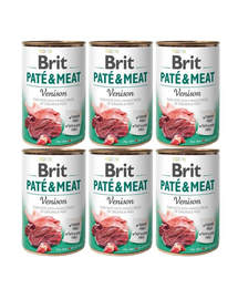 BRIT Pate&Meat venison 6 x 400 g Hrana umeda caini adulti, cu vanat