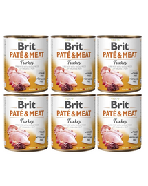 BRIT Pate&Meat turkey 6 x 800 g Conserva pateu pentru caini, cu curcan