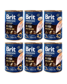 BRIT Premium by Nature Fish&Fish Skin 6x400 g set hrana caine, peste si piele de peste