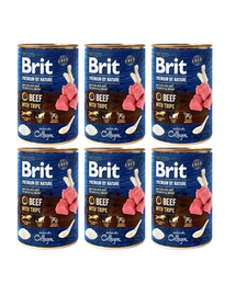BRIT Premium by Nature Beef and tripes 6x400 g vita si maruntaie, hrana umeda caini