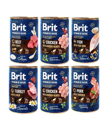 BRIT Premium by Nature Mix arome 6x400 g mancare naturala pentru caini