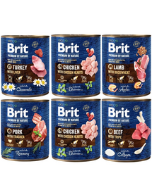 BRIT Premium by Nature Mix arome 6x800 g conserve mixte hrana caini