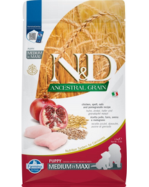FARMINA N&D Ancestral Grain Dog Hrana uscata pentru catei de talie mica si medie, cu pui si ovaz 2,5 kg