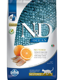 FARMINA N&D Ocean Hrana pentru pisici sterilizate, cu hering si portocala - 5 kg