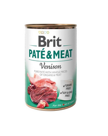 BRIT Pate&Meat venison 400 g Hrana umeda caini adulti, cu vanat