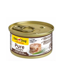 GIMDOG Pure Delight Chicken&Beef 85 g pui si vita hrana caini adulti de rasa mica