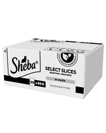 SHEBA Selection Select Slices 120x85 g Hrana umeda pisici, carne in sos, cu rata, pui, pasare si curcan