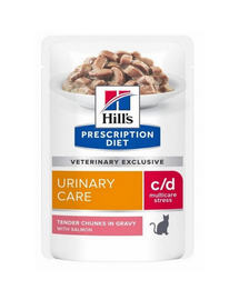 HILL'S Prescription diet Feline c/d urinary Stress somon 12x85 g hrana pisici, plic