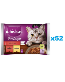 WHISKAS Adult plic hrana pisica 48x85g Juicy Bites hrana umeda pentru pisici, bucati carne de vita, pui in aspic
