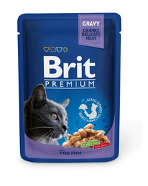 BRIT Premium Cat Adult Cod Fish cod in sos plic hrana pentru pisici 24x100g