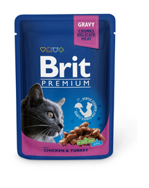 BRIT Premium Adult Set hrana umeda pentru pisici adulte, pui si curcan 24 x 100g